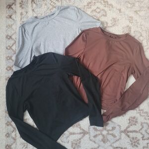 SHEIN Long Sleeve Tops - Black, Brown, and Gray